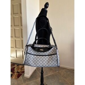 Vintage Pierre Cardin Monogram Duffle Bag Grey Black Jacquard Travel Weekend Bag
